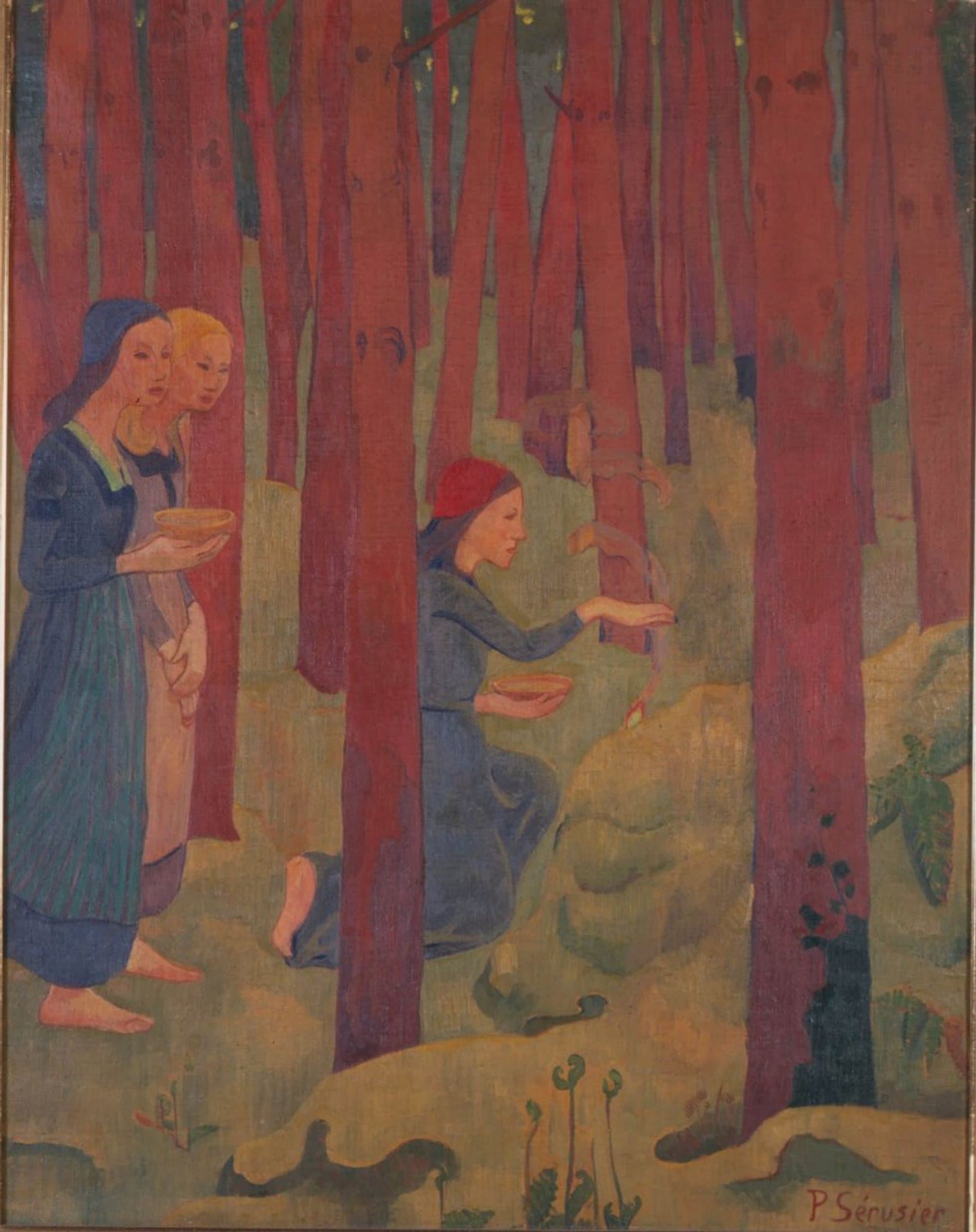 Paul Sérusier, L’Incantation ou Le Bois sacré, 1891–1892, huile sur toile, 91,5 × 72 cm, Musée des Beaux‑Arts de Quimper
